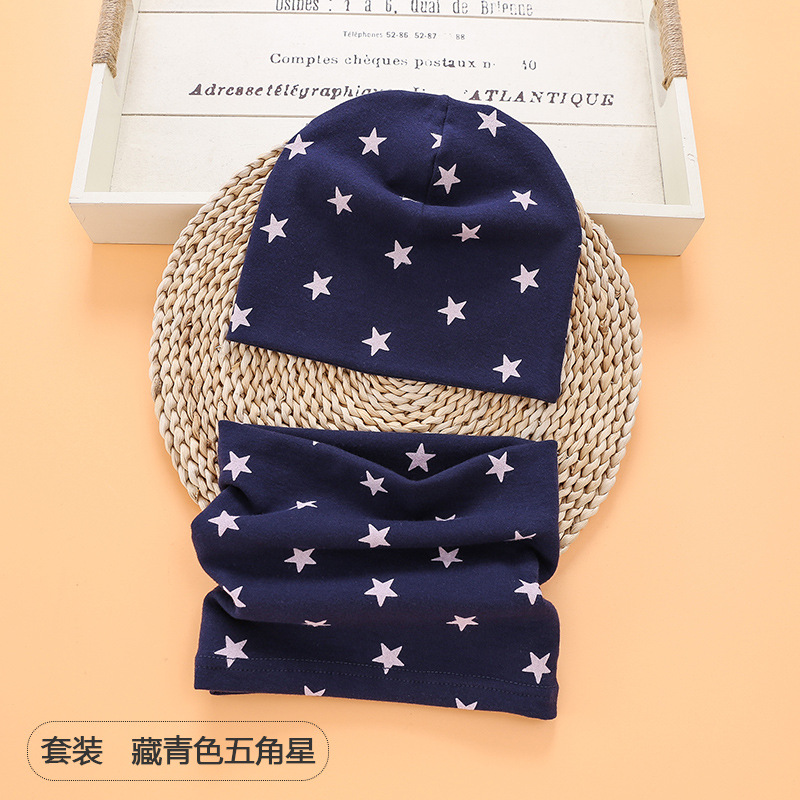 Picture of New baby double hat suit warm Amazon foreign trade wholesale printing children's scarf hat suit