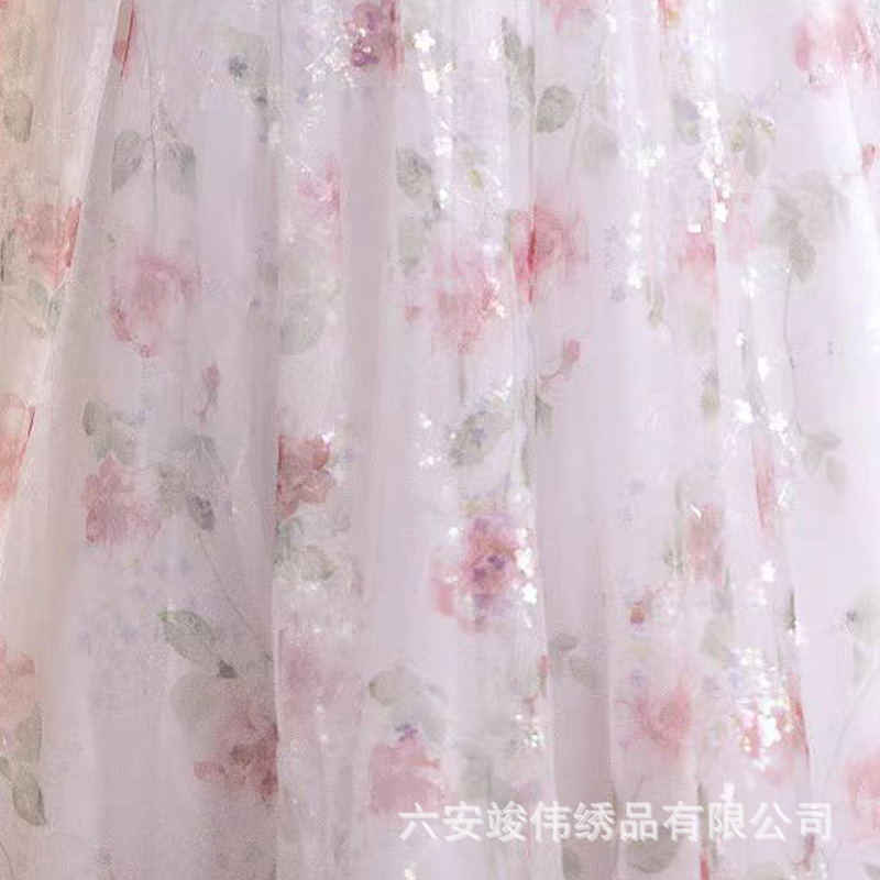 Phantom Monet Garden Big Flowers Bright Colorful Flowers Transparent Fabric Wedding Festival Decorative Arrangement Veil