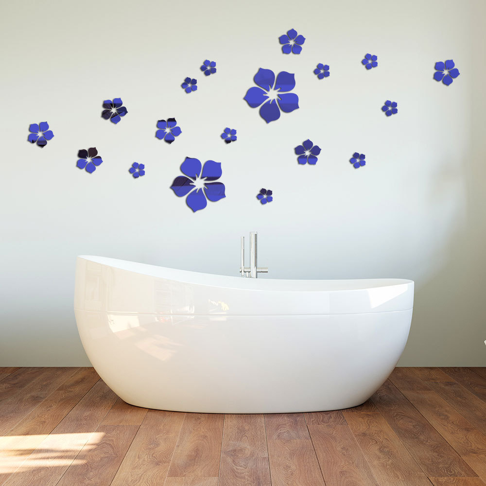 Picture of 3D Acrylic Mirror Flowers 18 Petals Crystal Mirror Wall Stickers Stereo Stickers Bedroom Living Room Decorative Wall Decorations