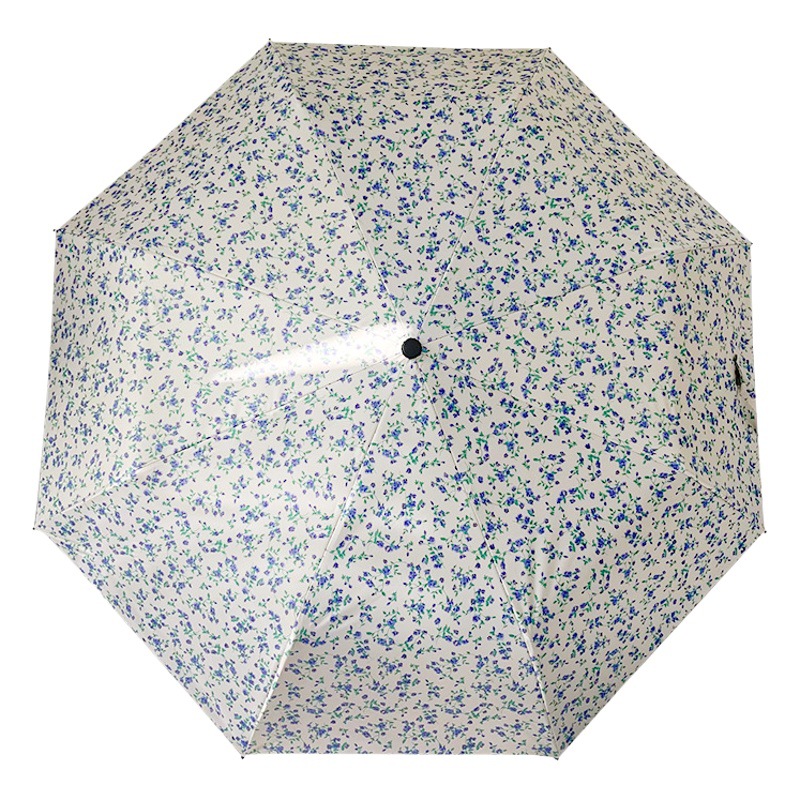 Small Blue Floral Umbrella Gentle Wind Photograph Beautiful 50% Folding Sunshade Sunscreen Sun Umbrella 30% Folding Automatic Sunlight and Rain Umbrella