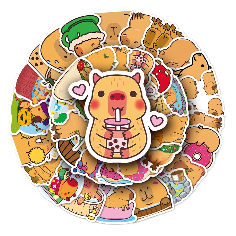 50 Capybara Graffiti Cross-border Cartoon Animal Kabibala DIY Mobile Phone Case Luggage Waterproof Goo Card Stickers