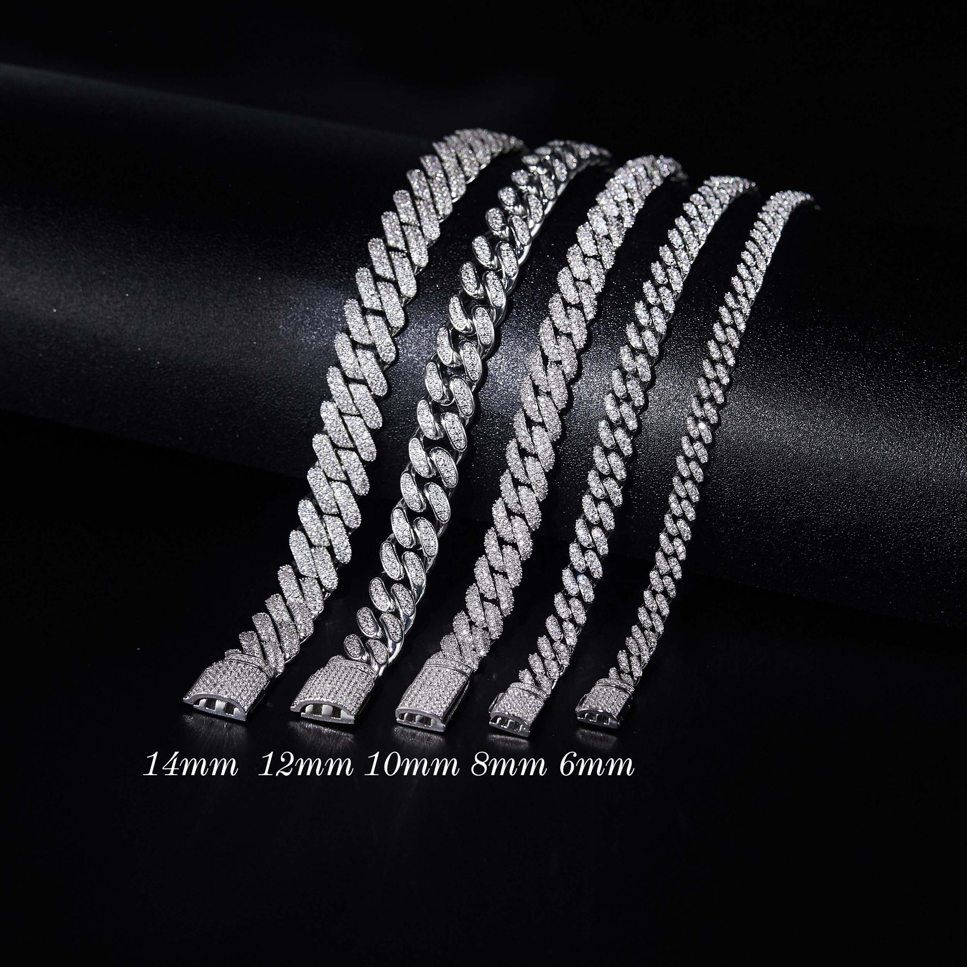 Picture of [Hip-Hop Impression Series Starry Brilliance] Classic S925 Silver Bracelet 8mm Moissanite Single Row Diamond Cuban Chain