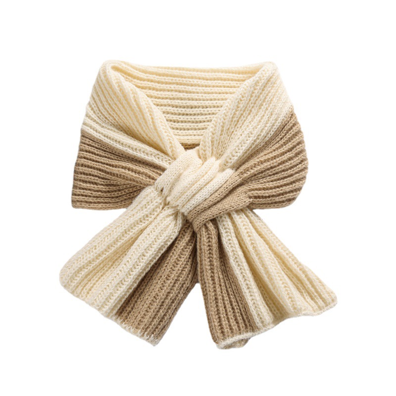 Picture of Small Scarf Short Women's Autumn and Winter Cross Knitted Scarf Korean Style Color Matching Versatile Winter Warm Lazy Neck Protector Popular