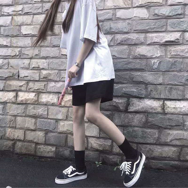 Sports Shorts Women's Ins Casual Hot Pants Loose 2024 Summer High Waist A- line Wide-leg Mid-length Pants CEC Pants