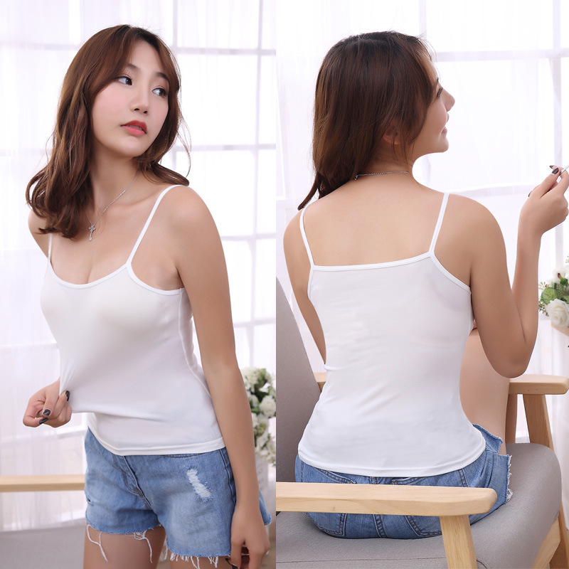 Picture of Camisole women's summer student bottoming shirt Women's slim fit all-match off-neck small camisole women's solid color factory direct sales