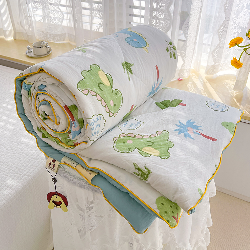 Picture of ClAss A WAshed Cotton Summer Cool Quilt ins Style Summer Soy Fiber Summer Quilt MAchine WAshAble Skin-friendly Air-conditioned Quilt WholesAle Group PurchAse
