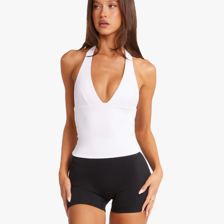 Spring and Summer 2025 New European and American Sexy Tight Slim Yoga Clothes Pilates Sports Long Fitness Top Vest