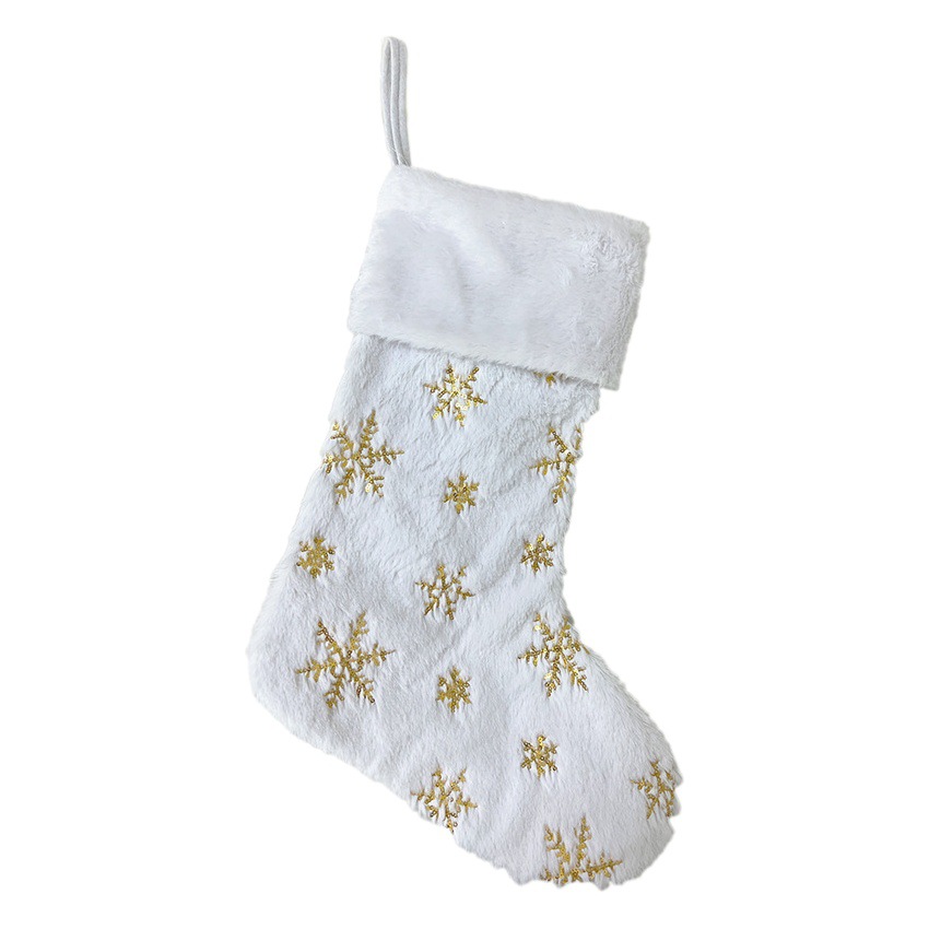 Christmas Decoration Christmas Socks Gift Bag Embroidered Snowflake Bead Large Size Christmas Decoration Gift Socks