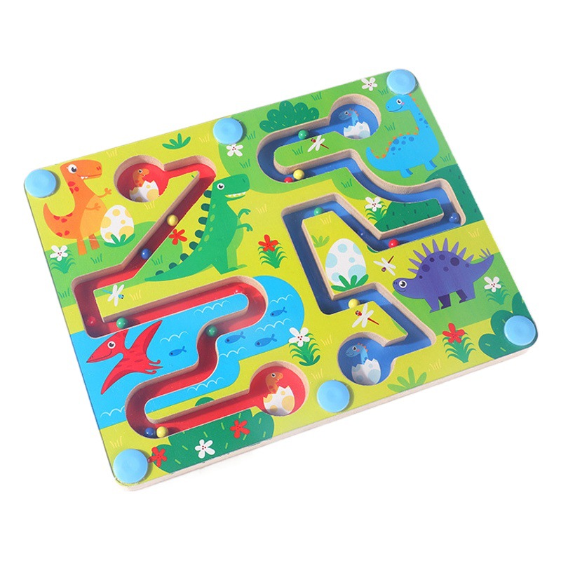 Wooden balls early education magnetic adsorption walking beads maze children's wooden left and right brain development pen toys