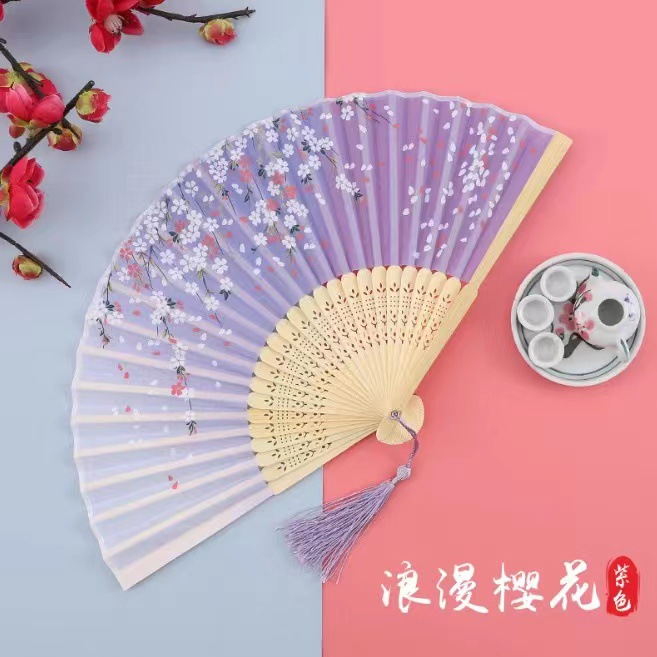 Picture of Folding Fan Bamboo Ancient Fan Student Girl Chinese Style Small Fan Scenic Spot Export Wholesale Retail Gift Decorative Fan