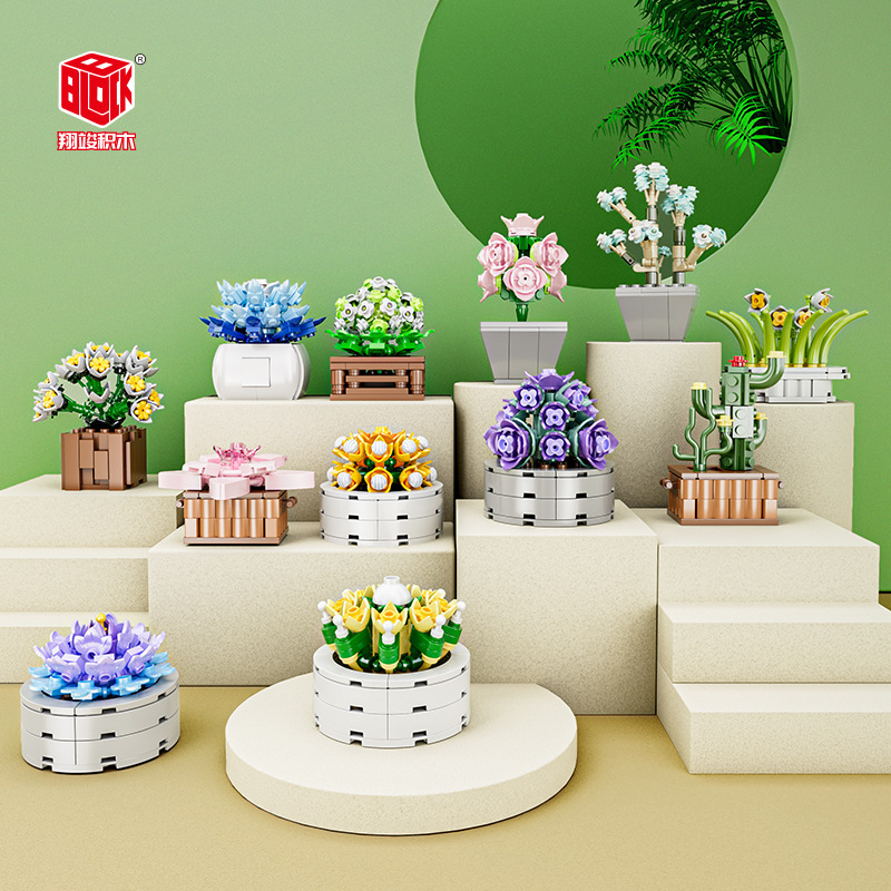 Picture of Compatible with Lego Brick Flower Mini Succulent Ornaments Cute Gifts Educational Assembly Toys Wholesale Dropshipping