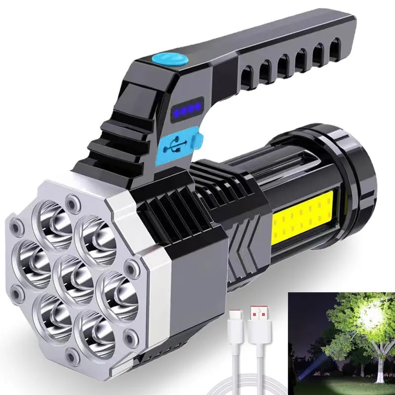 Cross-border flashlight rechargeable super bright outdoor portable long endurance work light multifunctional portable searchlight