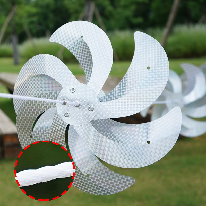 Picture of Outdoor Bird Driving Windmill Orchard Fish Pond Bird Prevention Bird Driving Rotating Windmill String Watermelon Reflective Flash Colorful Ribbon
