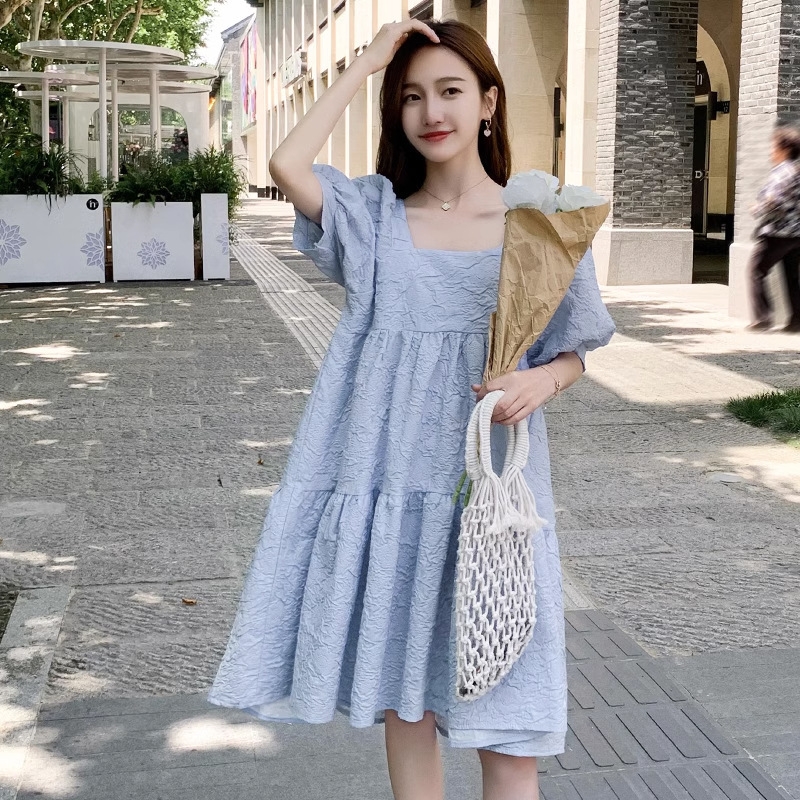 Picture of Maternity Dress Summer Dress Short-sleeved Elegant Outer Wear Loose All-match plus size Spring Fashion High-end Sense Midi dress