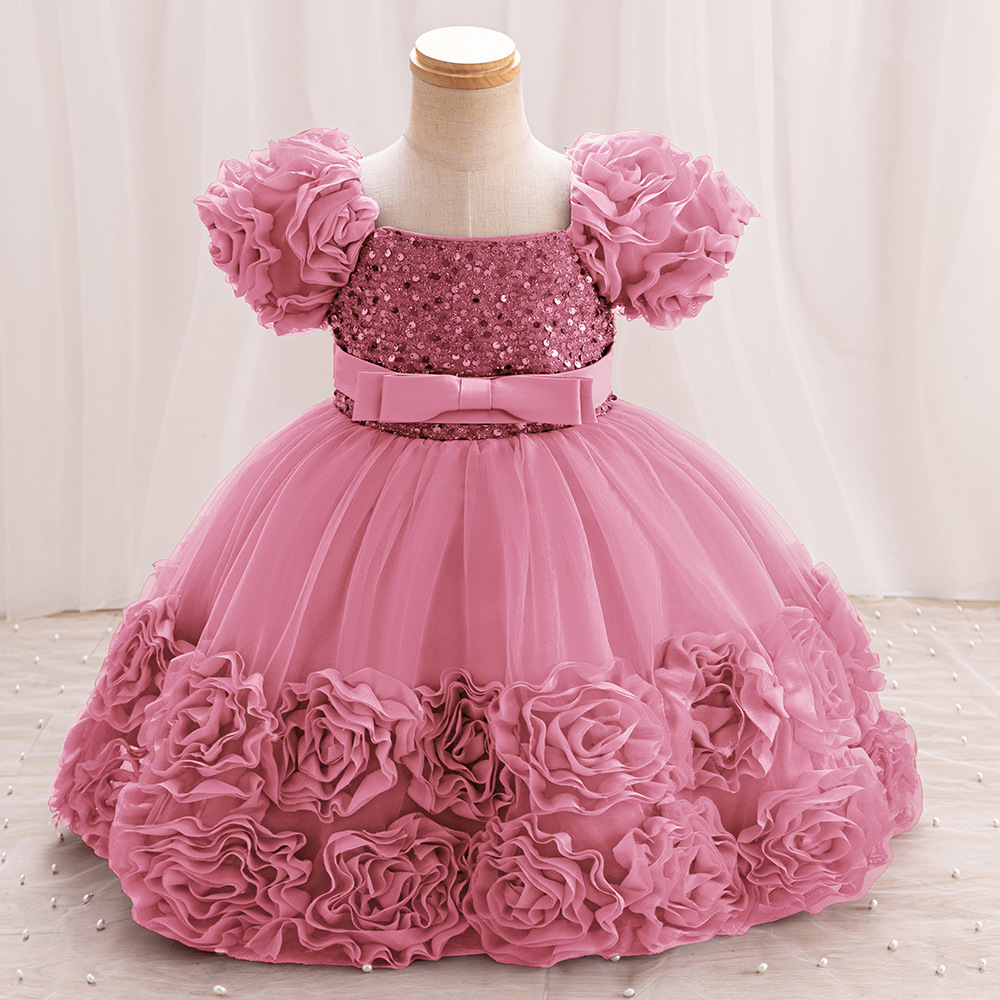 Baby dresses girls dress princess dress children bud sequins high-end ball host performance dress