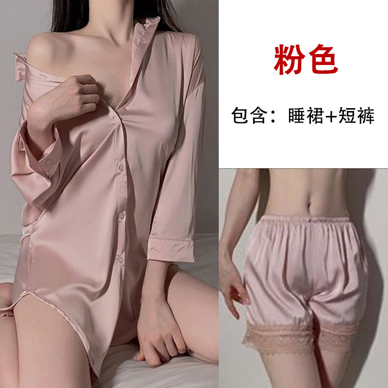Picture of Ziqu boyfriend style shirt sexy plus size sexy pajamas pure desire women's thin nightdress home wear suit 6161