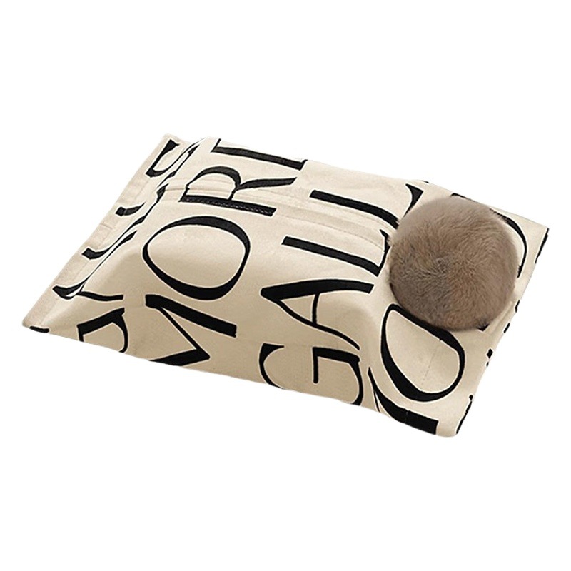 Modern simple artistic tissue box home living room car tissue box black and white plaid short plush fabric tissue box
