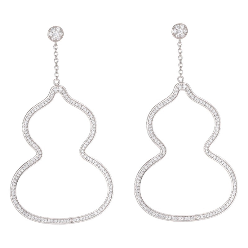 Guofeng New Style Large Gourd Earrings Micro-inlaid with Gold Plated Personality Trendy Hollow Long Women's Earrings