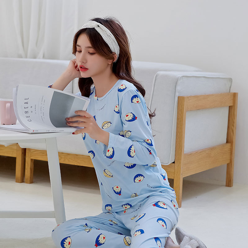 Picture of Factory Clearance Welfare Spring and Autumn Pajamas Women's Casual Comfortable Lady Style Long Sleeve Trousers Two-Piece Home Clothes