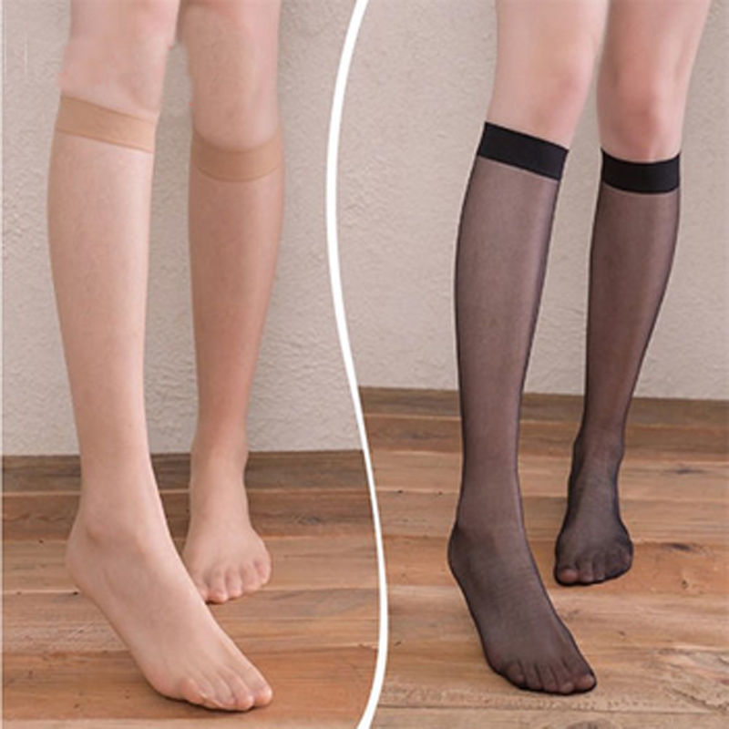 Mid-Barrel Stockings Anti-snag Silk Ultra-thin Stockings Women's Fleshy Korean-style Half-Barrel Summer Half-cut Transparent Socks Mid-Barrel Stockings