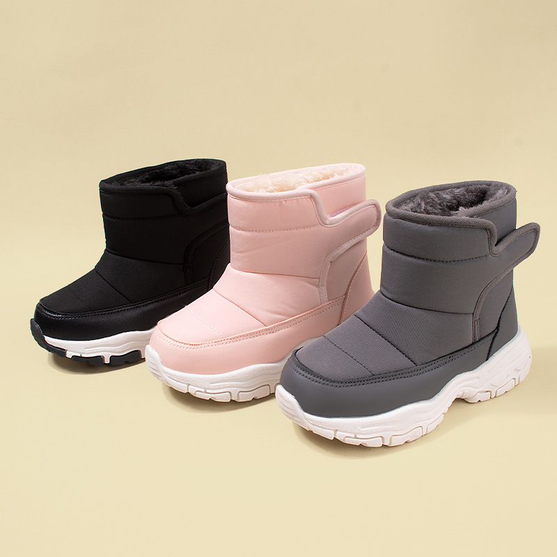Winter New Rear Velcro fleece-lined Warm Children's Boots Casual Middle and Big Children's Sports Snow Boots Cross-border Wholesale