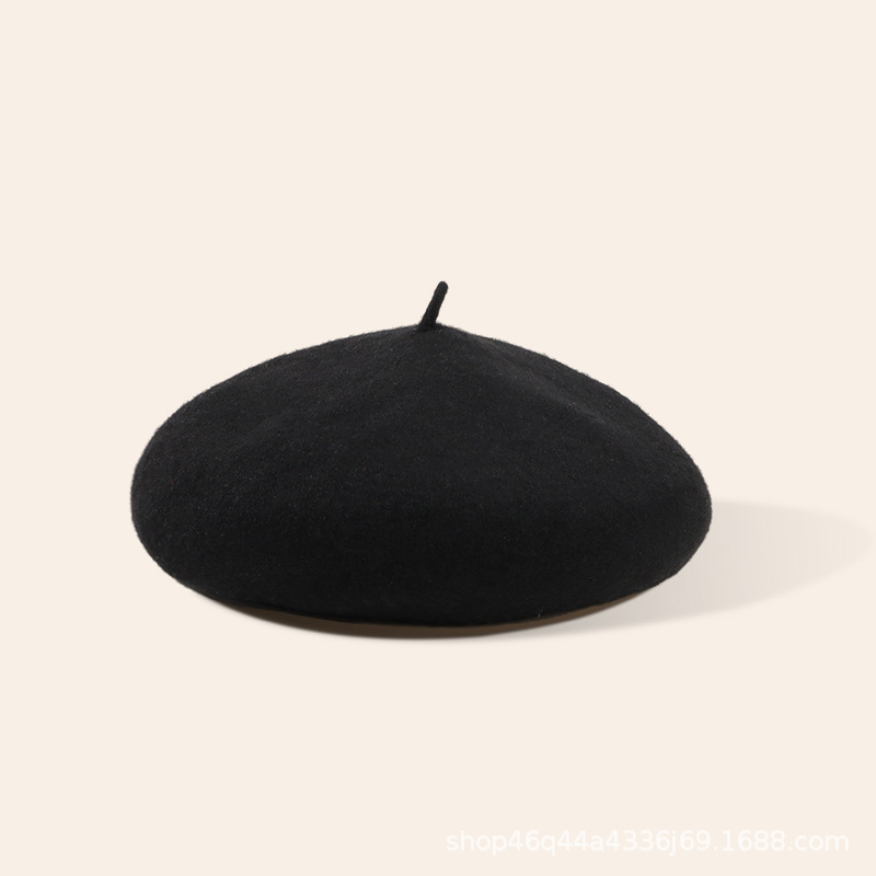 Picture of New Year Autumn and Winter Red Woolen Beret Fashionable Warm Girls Painter Hat Children's Parent-Child Winter Hat Women