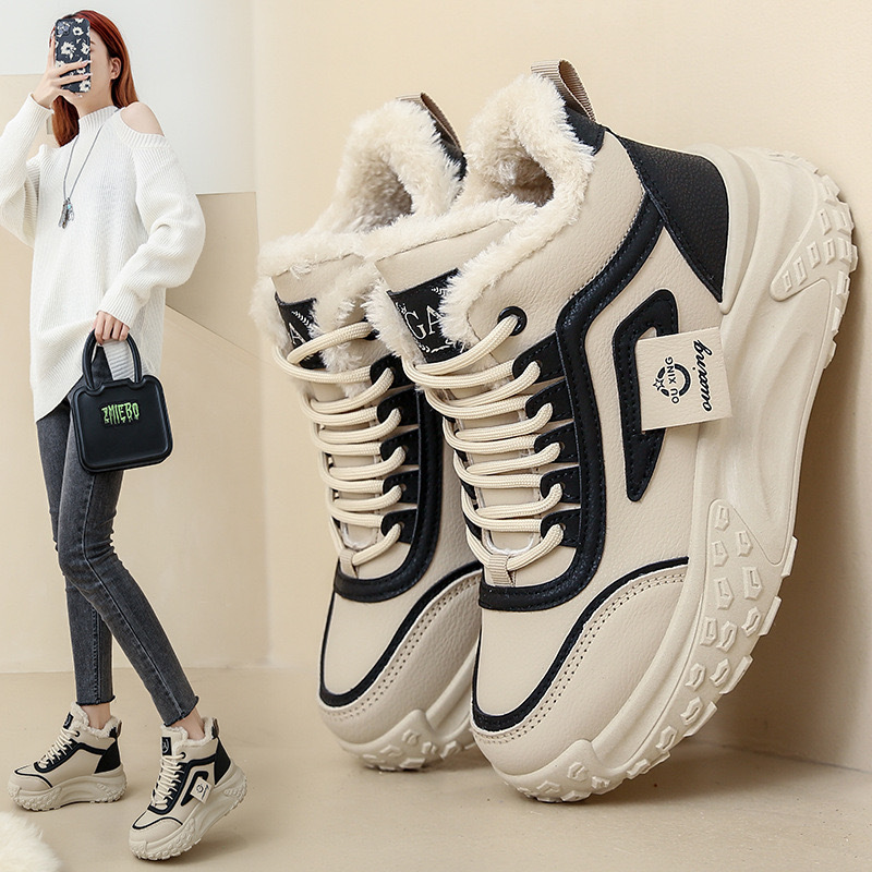 2024 autumn and winter new cotton shoes women's genuine goods flat fleece-lined warm thick-soled fashion versatile women's shoes wear-resistant Q039