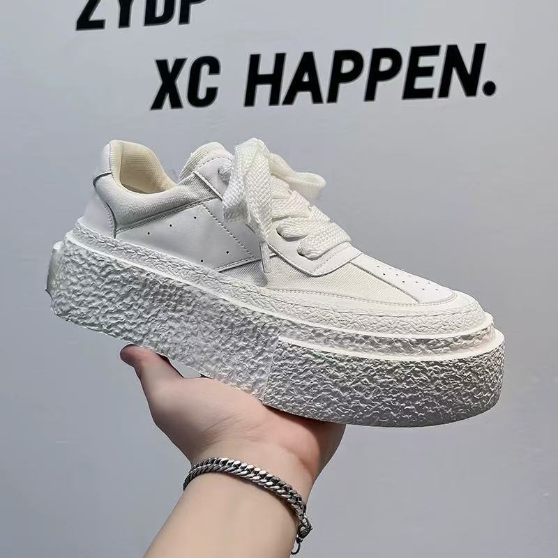 Summer Breathable Casual Fashion Shoes Trendy Sneakers Men's Height-Increasing White Shoes Versatile Trendy Shoes Men's Thick-Soled