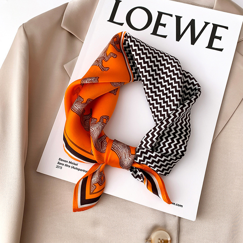 Picture of 2024 New Style Silk Scarves Women's Spring and Summer Fashion Printed 100 Mulberry Silk Small Square Scarf South Korea Ribbon Scarf
