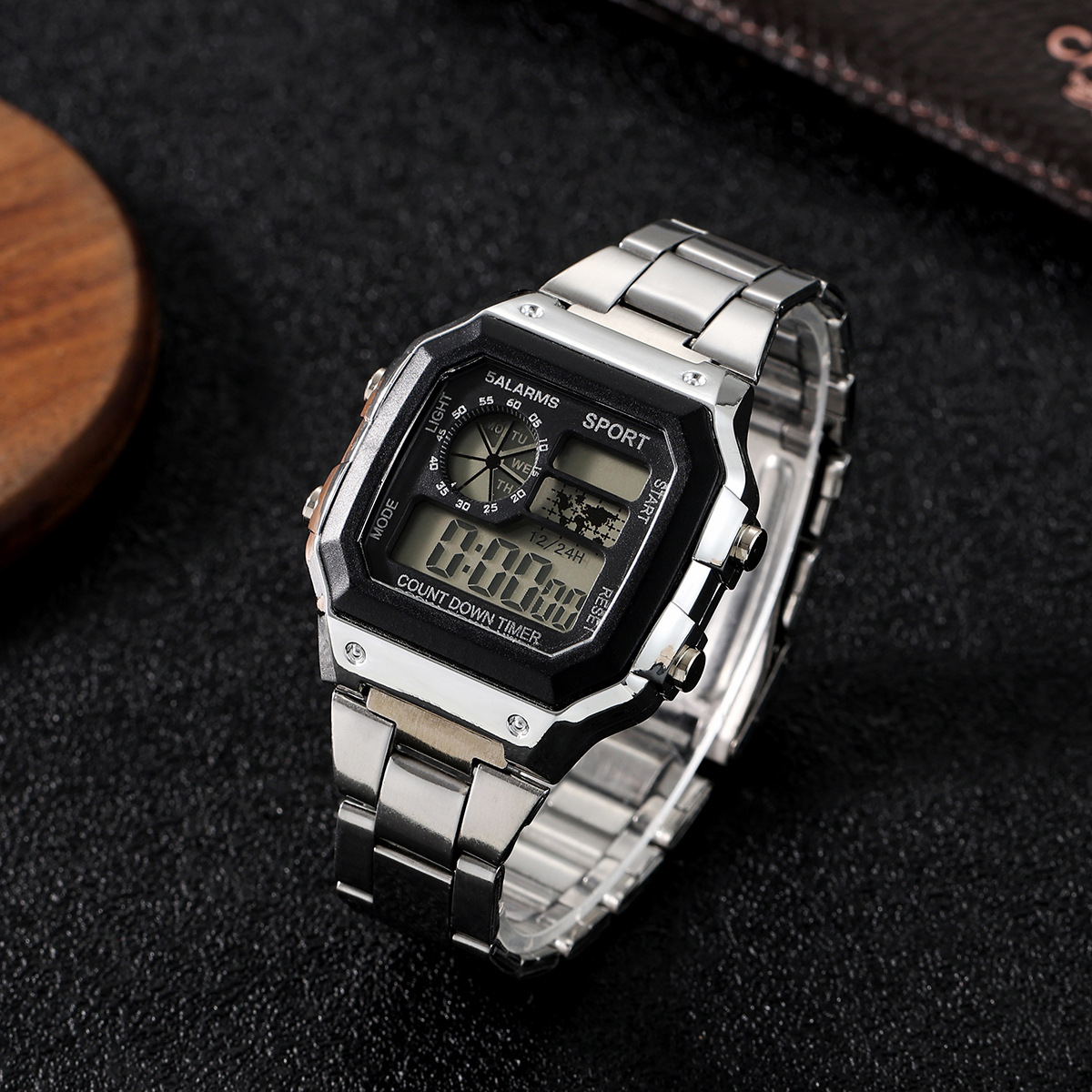 Picture of Foreign Trade Men's Watch Fashion Led Luminous Student Digital Watch Square Watch Steel Band Watch Men's Digital Watch Wholesale