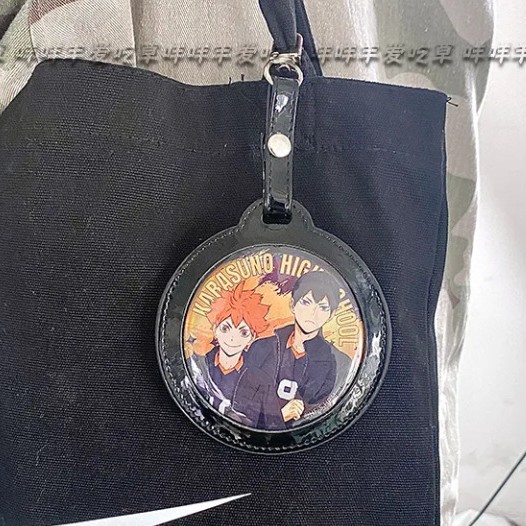 Picture of Barji protective cover pendant cartoon millet display outbound bag accessories PU round bag single badge storage bag