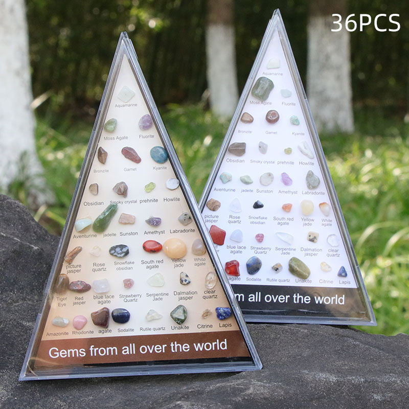 Picture of Natural Crystal Agate Stone Gem 15 Kinds of Ore Specimens Geological Teaching Materials Color Card Display Board Template Props