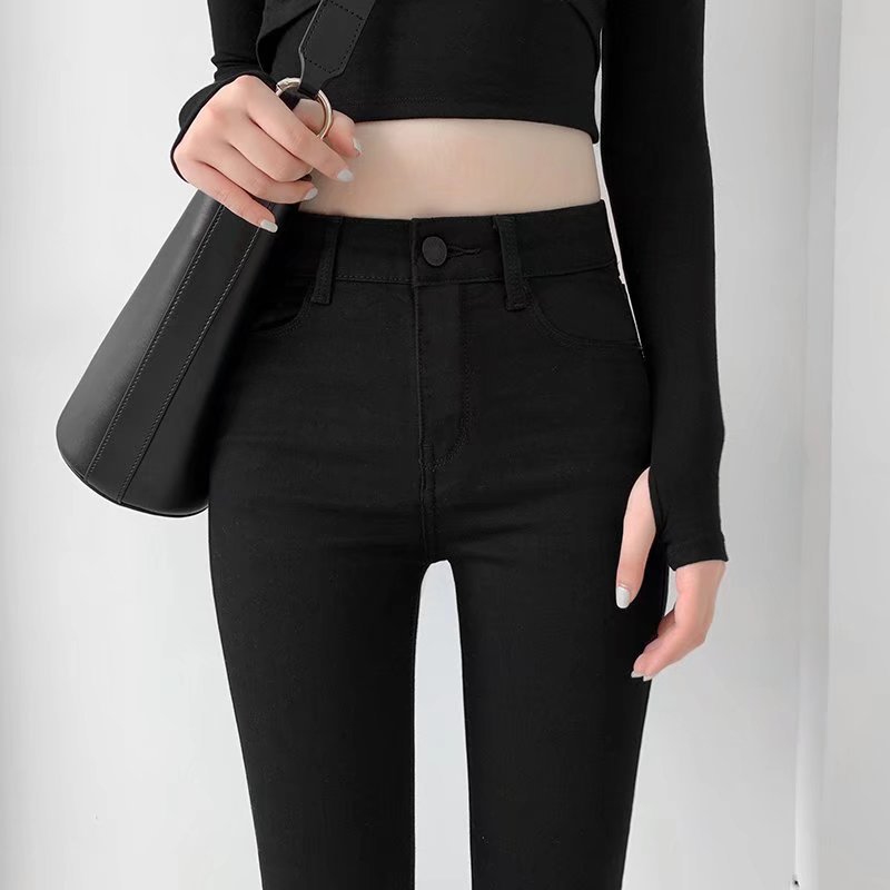 Picture of Spice Girls Skinny Pants Spring and Autumn New Korean Style Stretch High Waist Slimming Feet Black Pants Pencil Magic Jeans