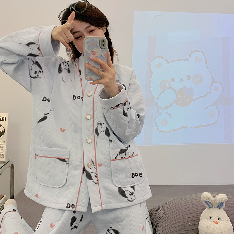 Picture of Autumn and winter air cotton monthly clothing for pregnant women waiting for delivery period spring and autumn pajamas prenatal and postnatal nursing home clothing for pregnant women