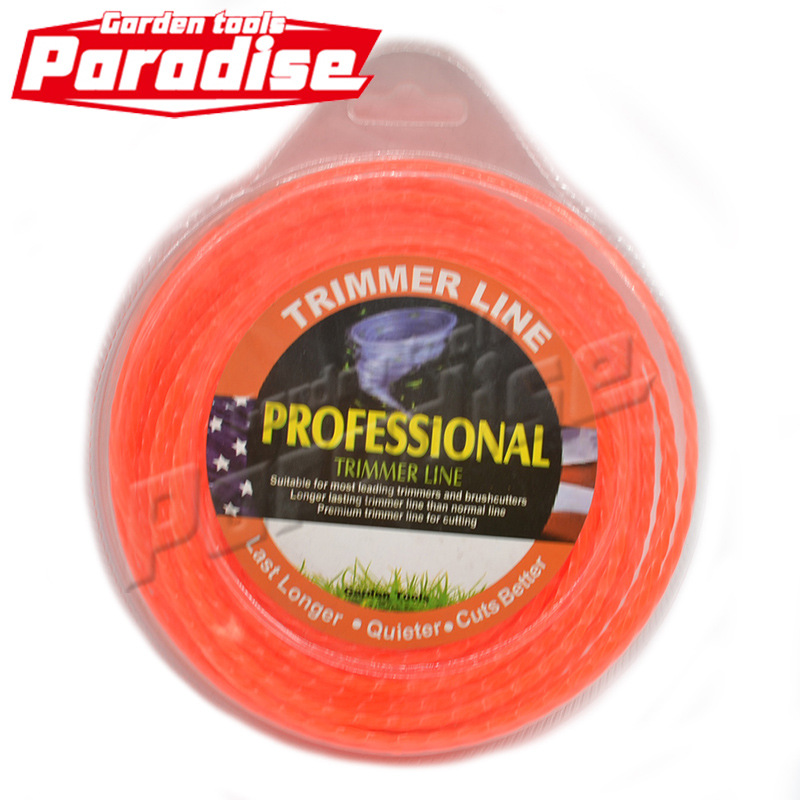 3.0mm * 0.5LB orange red square spiral bubble shell mower grass rope lawn mower universal nylon rope mower