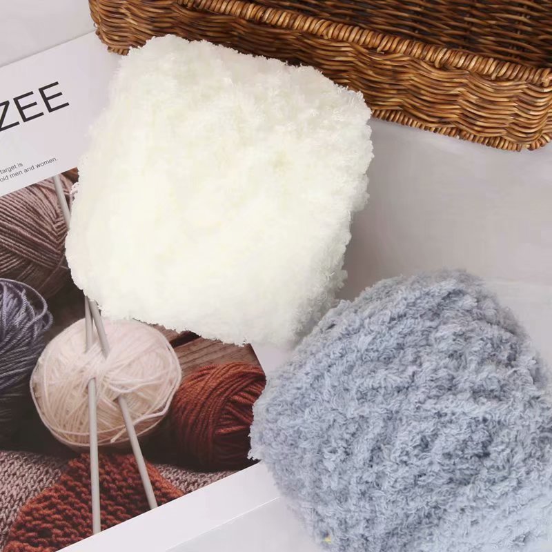 Comfortable Velvet Three-Strand Coral Velvet 100g Towel Yarn Towel Thread Chenille Baby Scarf Thread Hand-Knitted Thick Wool Thread Batch