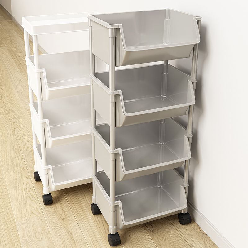 Bookshelf Rack Floor-Standing Kidsren's Reading Toy Storage Removable Trolley with Wheels Simple Bookcase Picture Book Rack