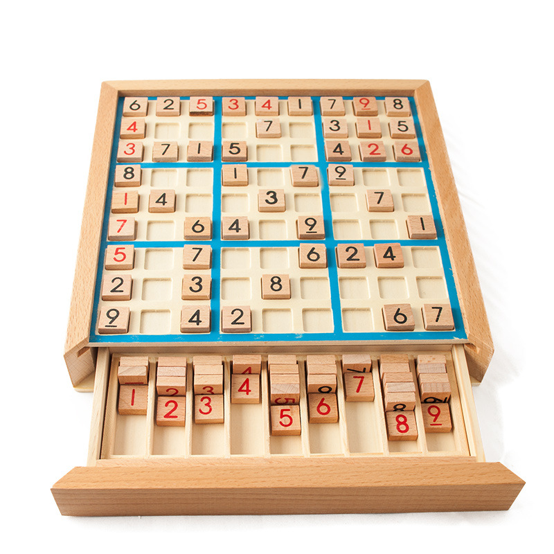 Children's Wooden Sudoku Jiugongge Game Chess Puzzle Table Game for Primary School Students Logical Thinking Training Teaching Aids with Answers