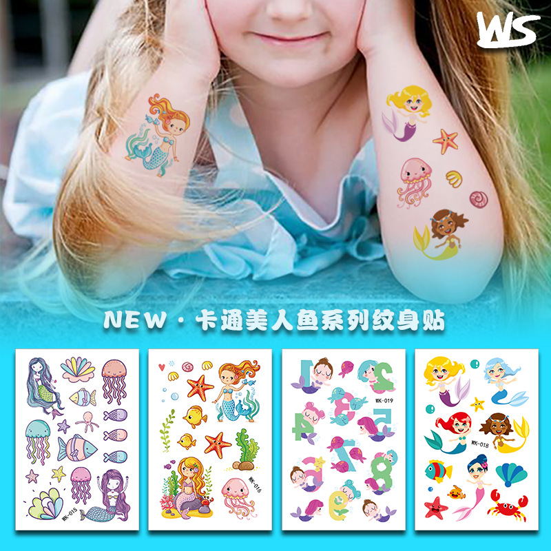 AirAsia Creative Cartoon Mermaid Unicorn Ballet Tattoo Sticker Children Love Princess Tattoo Sticker