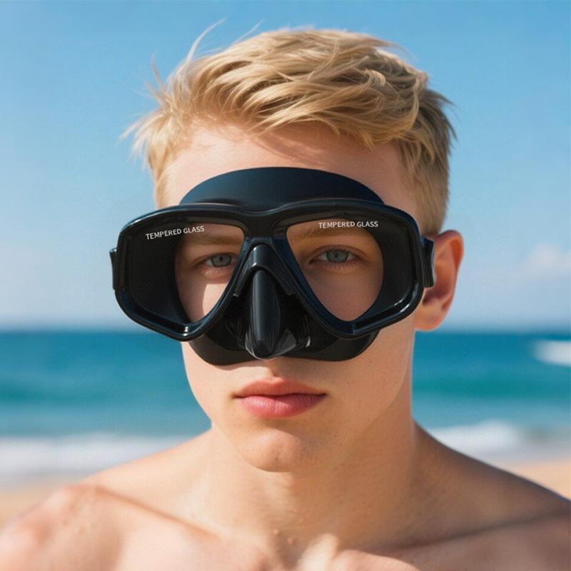 Free Diving Goggles, Goggles, Anti-Fog, Waterproof Swimming Nose Protection, Adult and Kidsren's High-Definition Snorkeling Mask