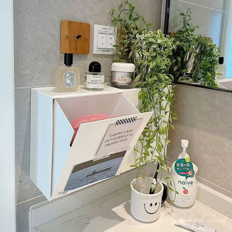 Wall-Mounted Storage Box Bathroom Wall Punch-Free Wall-Mounted Storage Box Home Bathroom Sanitary Napkin Storage Box