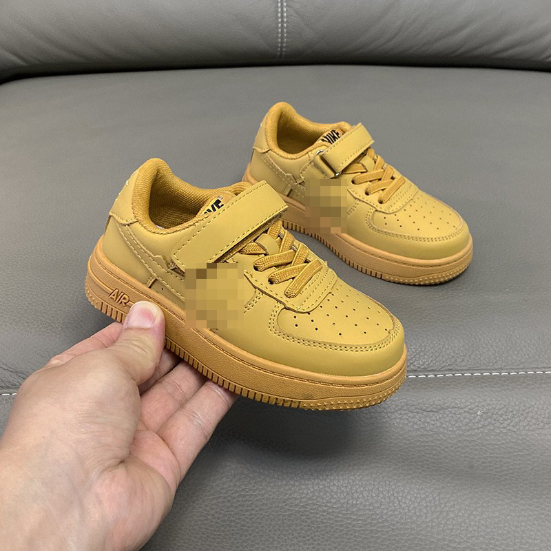 Genuine Leather White Shoes Kidsren's Air Force One Sneakers Boys' Sports Shoes 2025 Spring & Fall New Girls' Performance Shoes