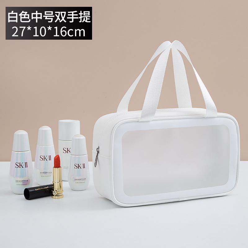 Picture of PVC Transparent Cosmetic Bag Simple Large Capacity Bath Bag PU Waterproof Portable Toiletry Bag Portable Travel Storage Bag