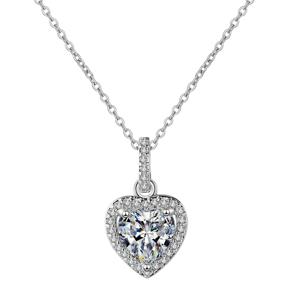 Zircon Necklace Women's Heart-Shaped Diamond Short Clavicle Chain Simple Elegant Internet Popular Ins Love Pendant Women's Pendant