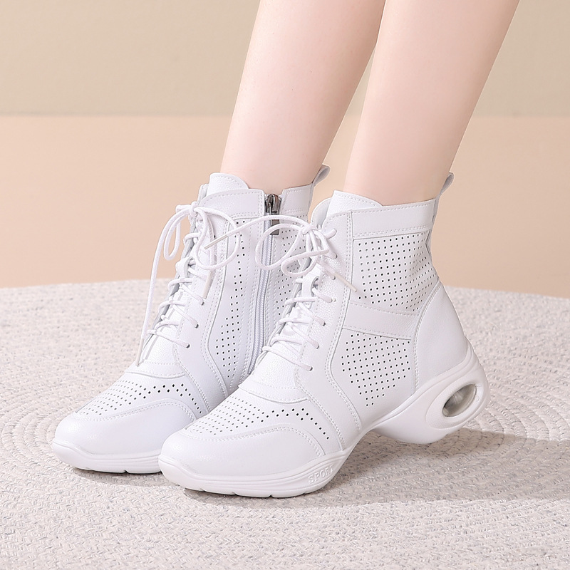 Sailor Dance Shoes Summer Perforated Wholesale Women's Soft Leather Soft Sole Adult Outdoor Indoor Dance Shoes Square Dance Shoes