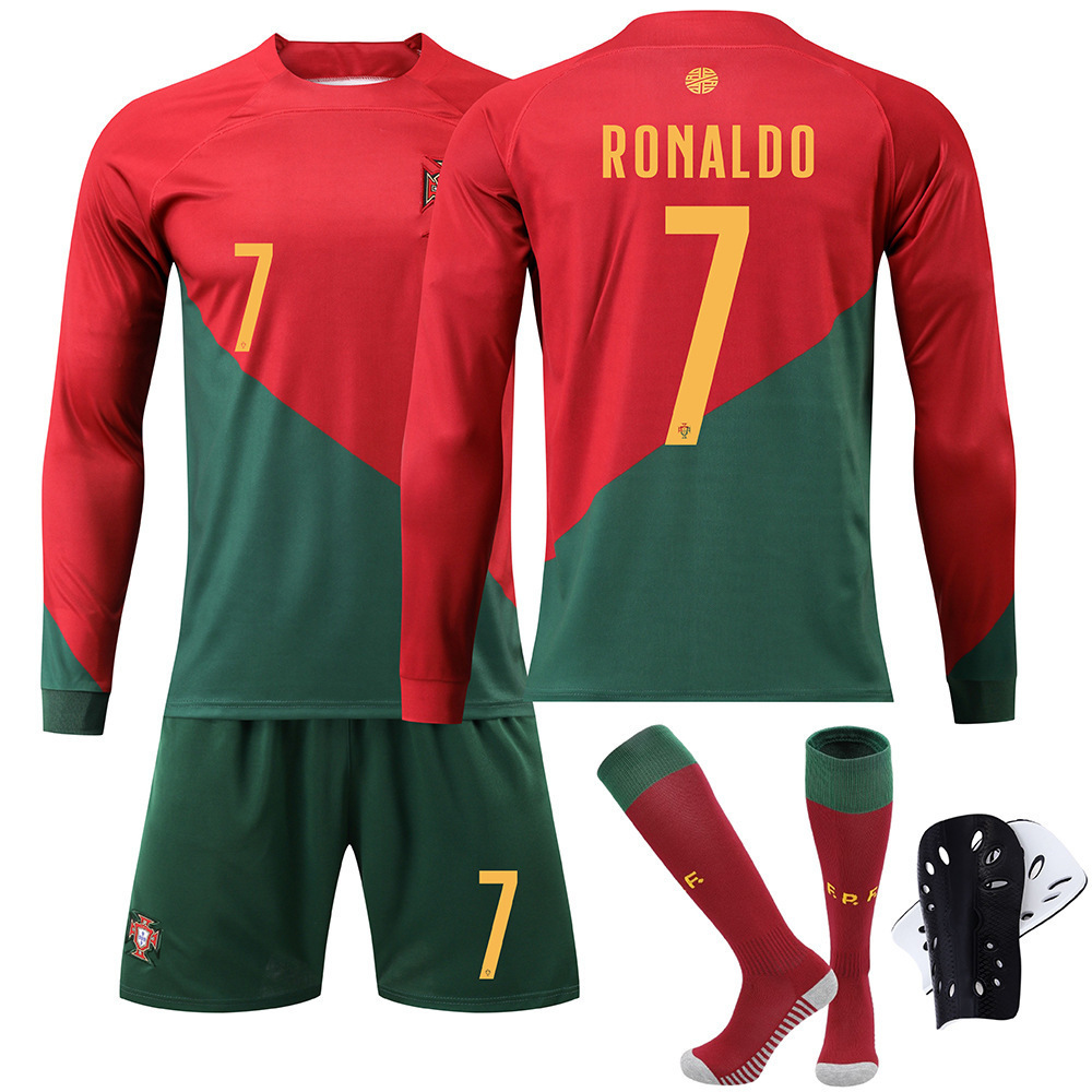 2223 Portugal World Cup Long Sleeve Football Suit suit No.7 Ronaldo Jersey No.8 B Fee Autumn and Winter Children