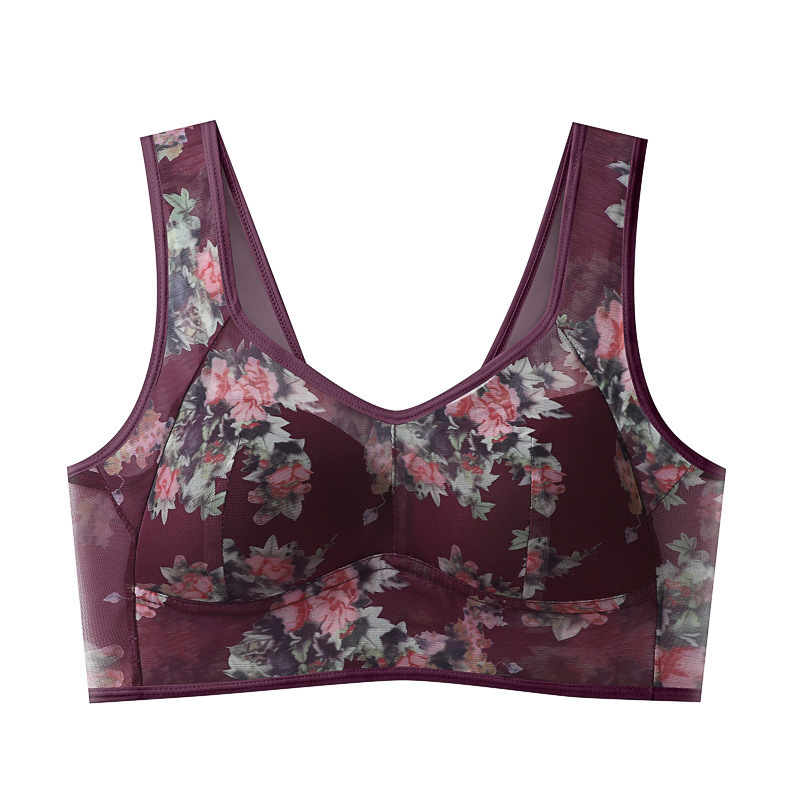 Picture of Summer Middle-aged and Elderly Mother Bra Underwear Full-size Cup Thin Mold Cup No-mark Vest Beautiful Back No-steel Rings Women's Bra