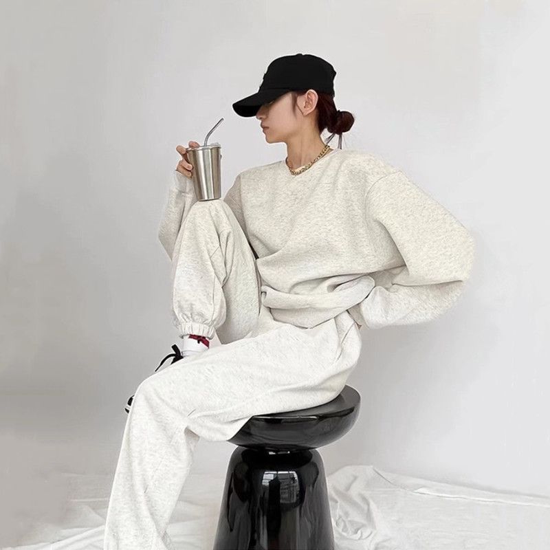 Sports suit Women's Spring and Autumn Student Loose Sweat Age-reducing Running Clothes Fashion Casual Two-piece Set