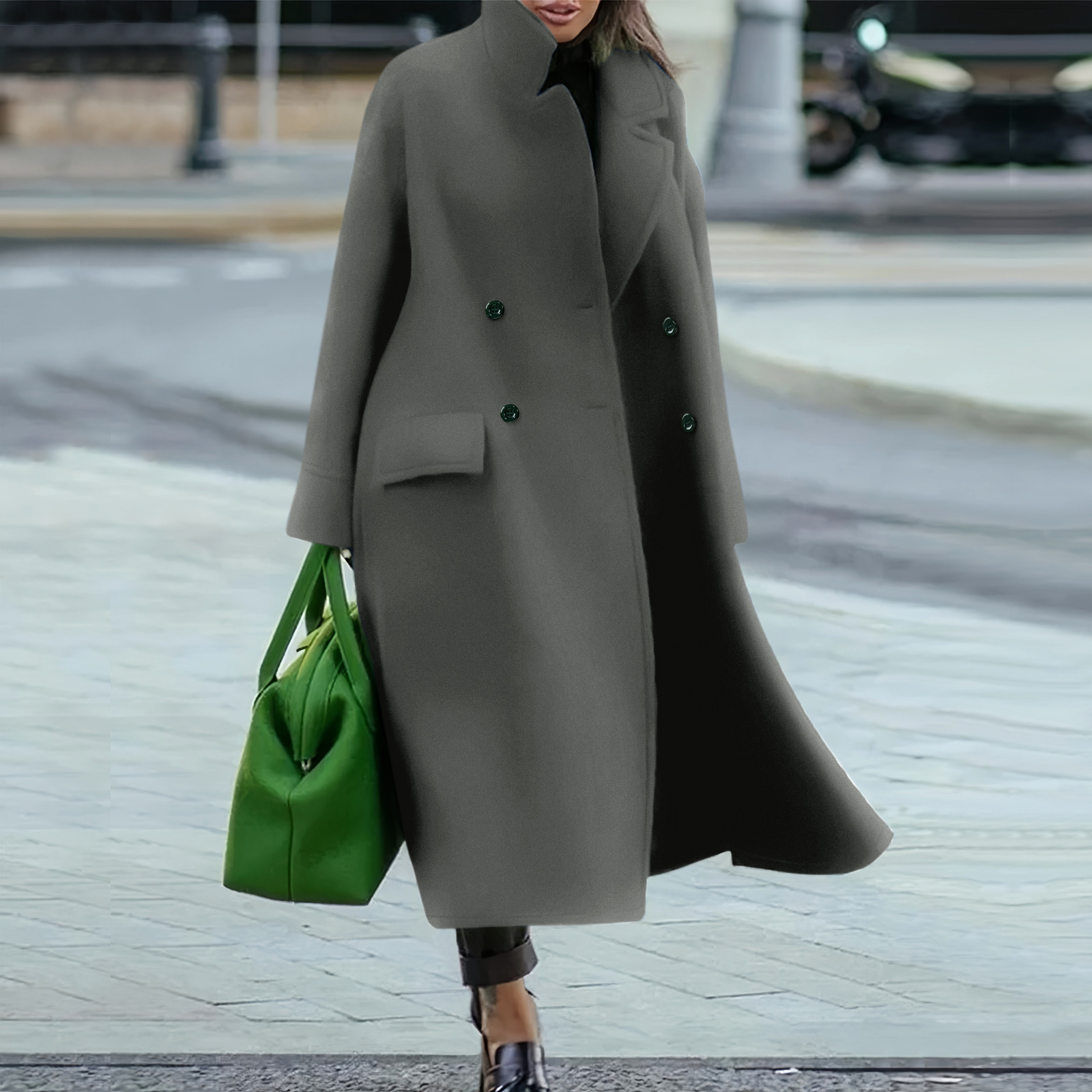 Picture of Amazon Cross-border Foreign Trade Europe and America Explosions Loose Winter and Autumn Women's Woolen Jacket Warm Commuting Elegant Coat