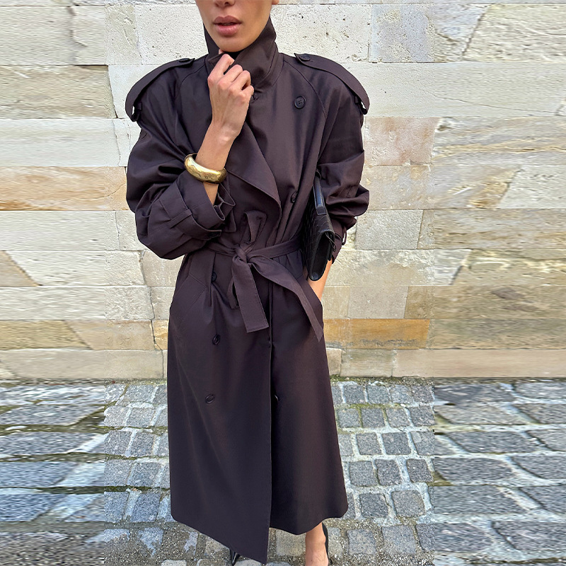 Picture of Cross-Border European and American Style 2025 Autumn and Winter New Fashion Casual Long Lace-Up Button Trench Coat Women's Jacket